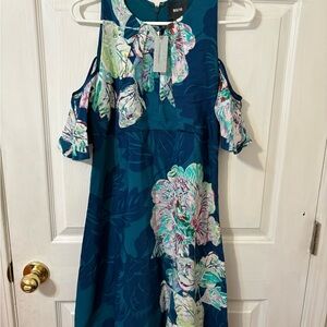 Maeve Teal Dress with Navy Accents